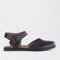 Factory Shop Froggie Women's Closed-Toe  - Sandals- Black Leather - 13108 - side.