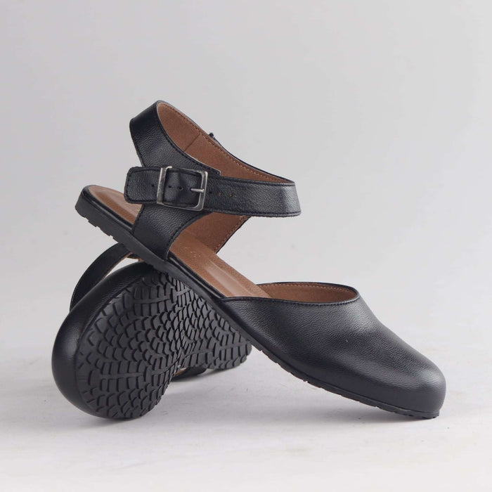 Factory Shop Sandals Froggie Women's Closed-Toe Slingback Sandals- Black Leather - 13108
