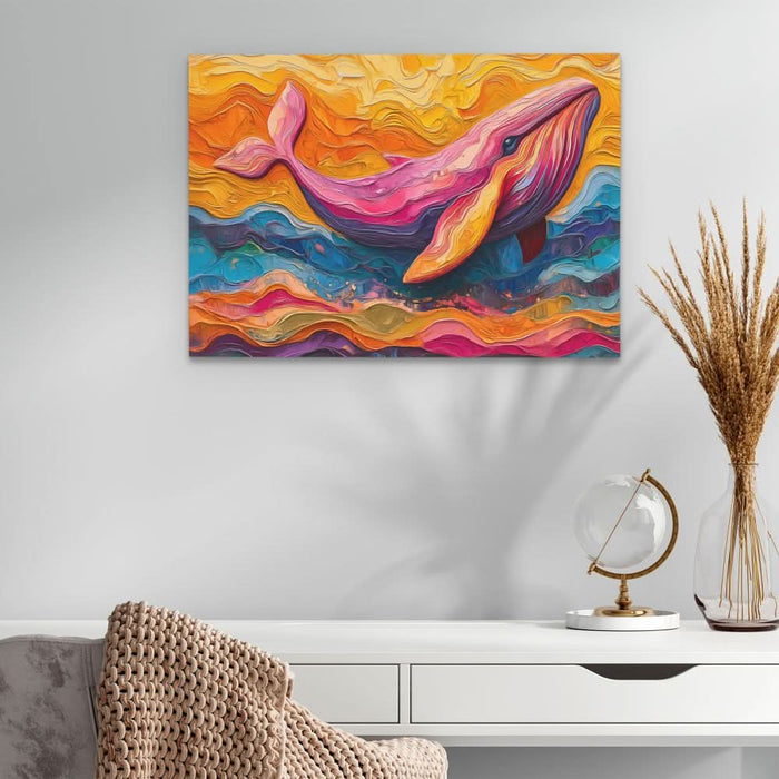 Colorful Abstract Whale - Large Abstract Canvas Print