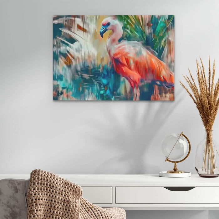 Colorful Flamingo Bird - Nature Wall Art in Black Frame