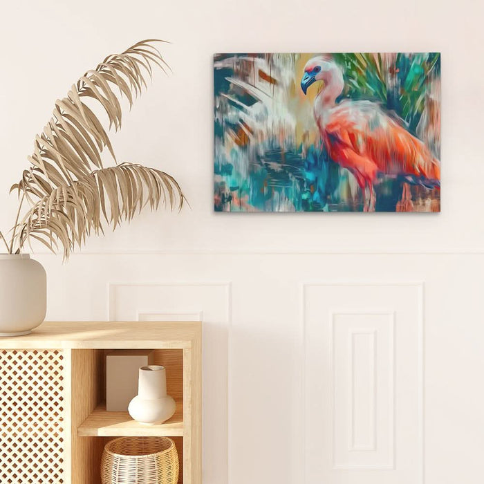 Colorful Flamingo Bird - Large Abstract Canvas Print