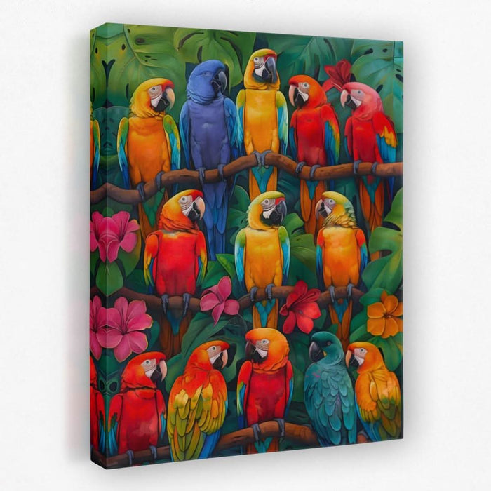 Colorful Parrots - Animals Canvas Wall Art