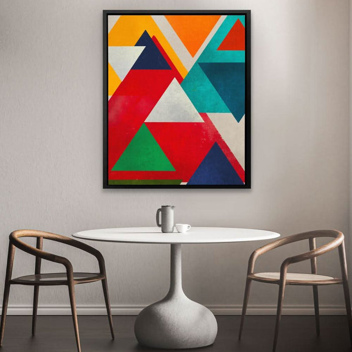 Colorful Triangles - Abstract Wall Art in Black Frame