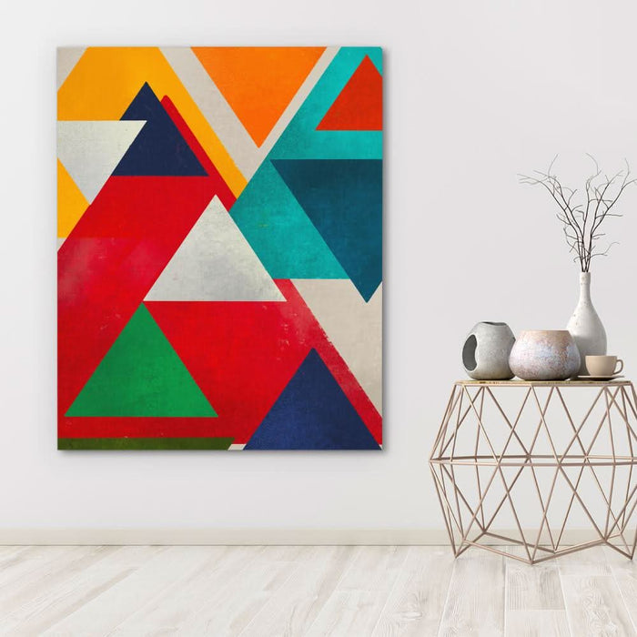 Colorful Triangles - Triangle Wall Art in Black Frame