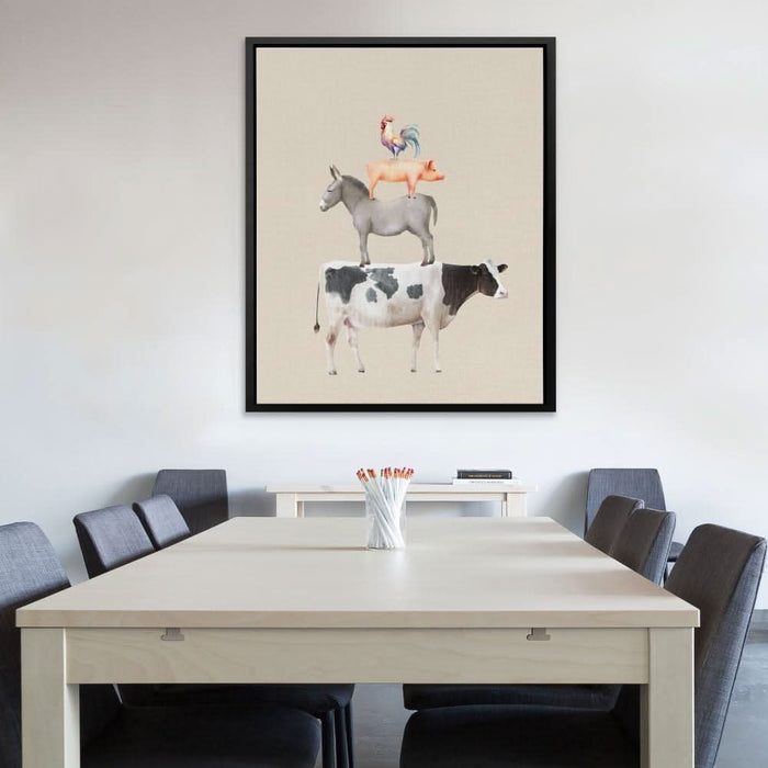 Cow Donkey Pig Chicken - Farm Canvas Print