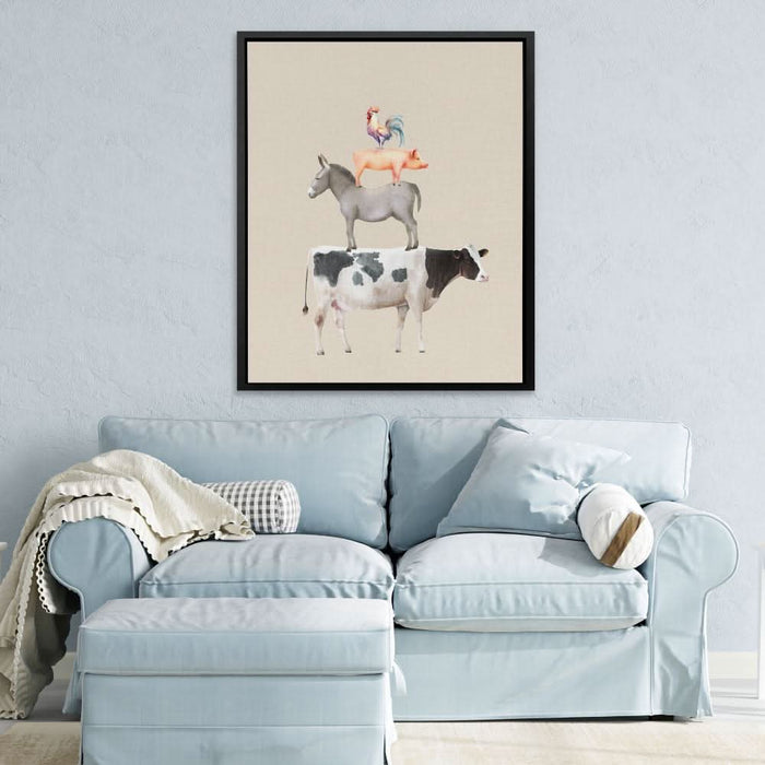 Cow Donkey Pig Chicken - Canvas Wall Art