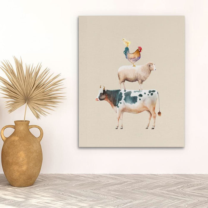 Cow Sheep and Chicken - Cow Canvas Print