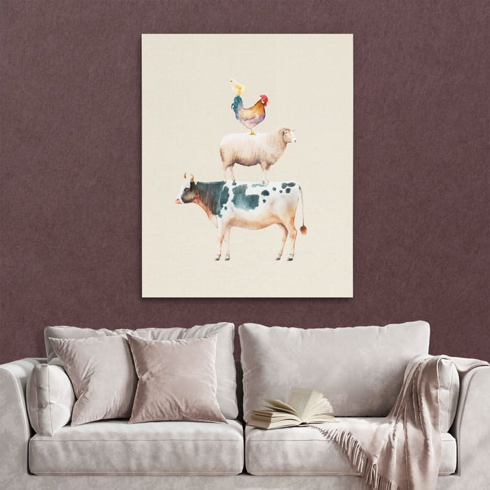 Cow Sheep and Chicken - Chicken Art for Nursery