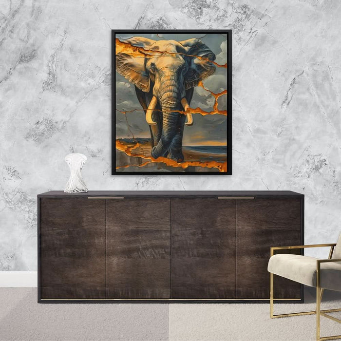 Cracked Elephant - Contemporary Earth Tones Canvas Wall Art