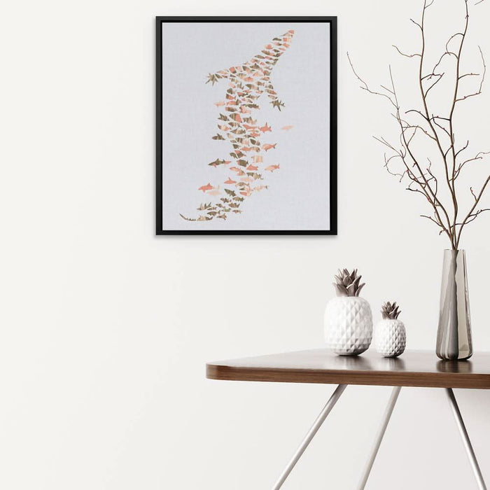 Crocodile in Ocean Forms - Fish Wall Art in Black Frame
