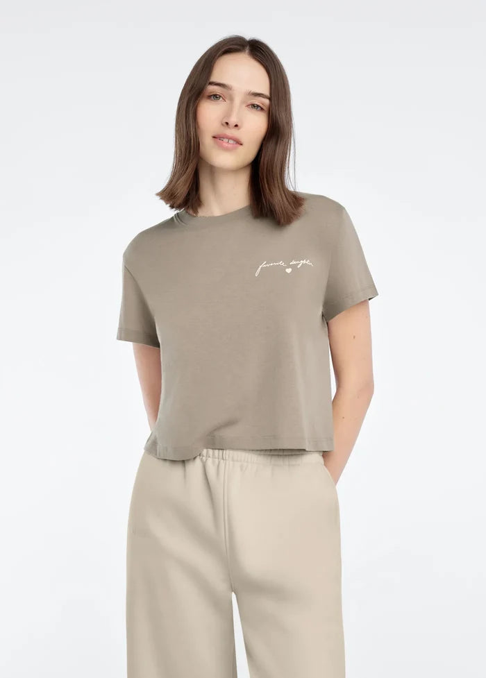 Cropped Signature Chest Logo-Soft Taupe