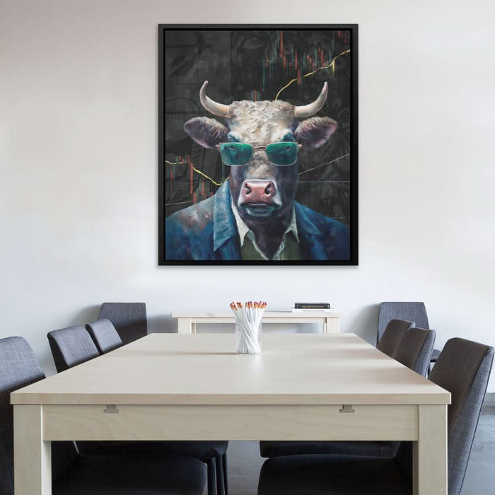 Crypto Bull - Modern Wall Art in Black Frame