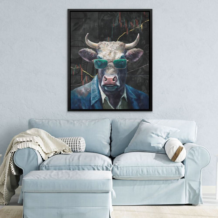 Crypto Bull - Bullish Wall Art in Black Frame