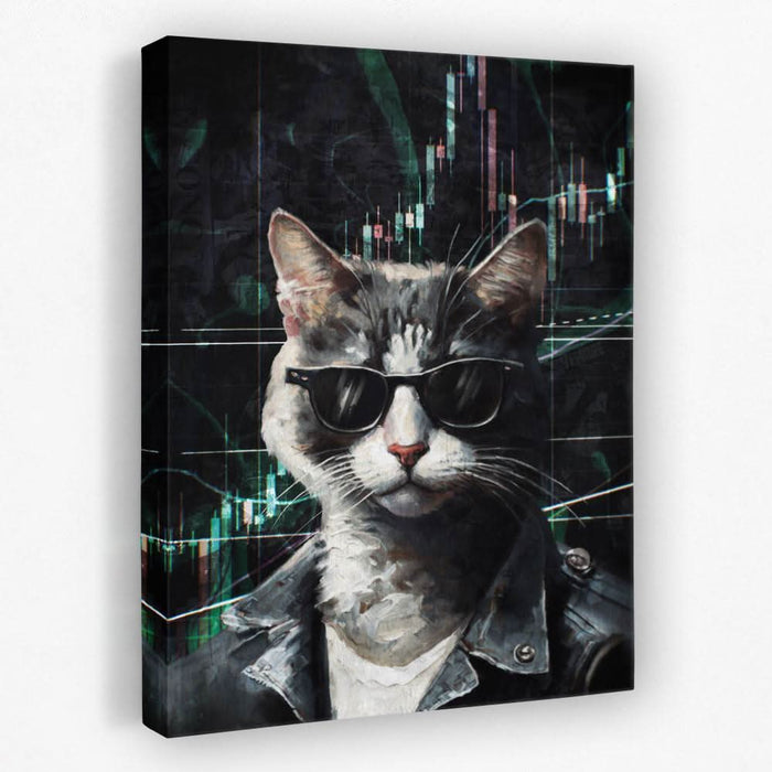 Crypto Cat - Cat Canvas Wall Art