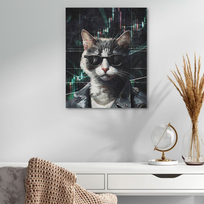 Crypto Cat - Crypto Wall Art in Black Frame