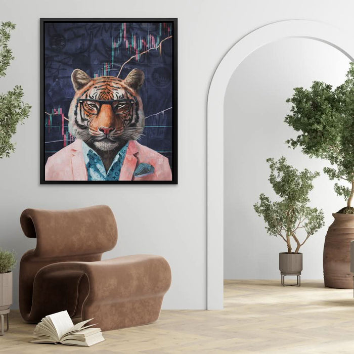 Crypto Tiger - Modern Pink Canvas Wall Art