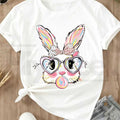 Cute Easter Bunny Bubblegum T-Shirt – Colorful Rabbit with Heart Glasses Tee