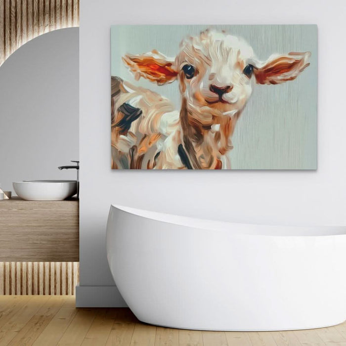 Cute Lamb Close-Up - Earth Tones Baby Animal Canvas Print