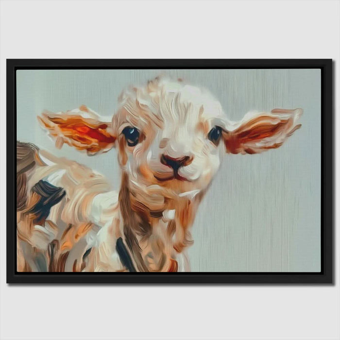 Cute Lamb Close-Up - Earth Tones Wall Art for Hallway