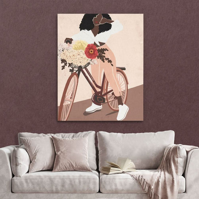 Cyclist Abstract - Bohemian Wall Art in Black Frame