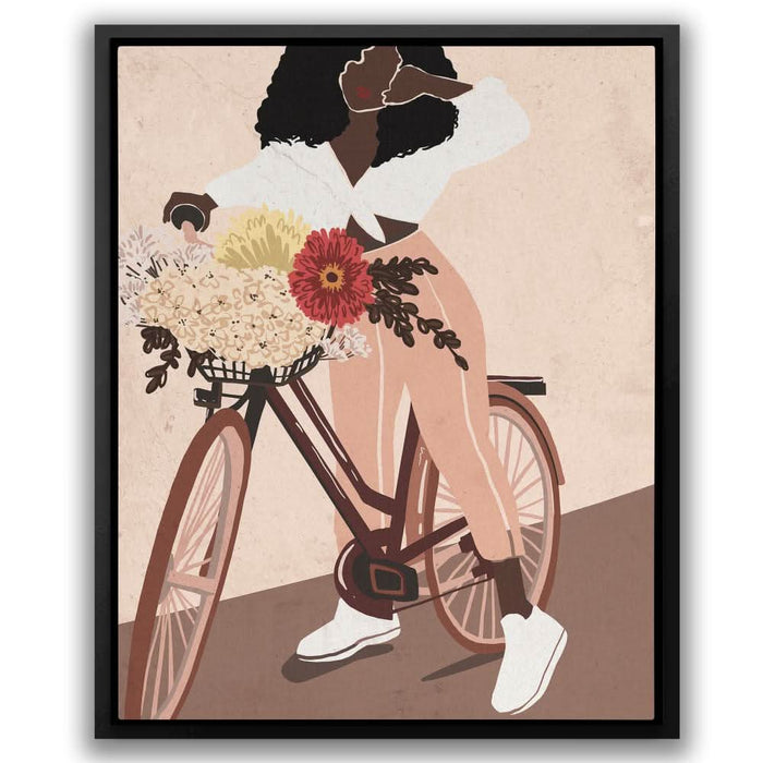 Cyclist Abstract - Modern Earth Tones Canvas Wall Art