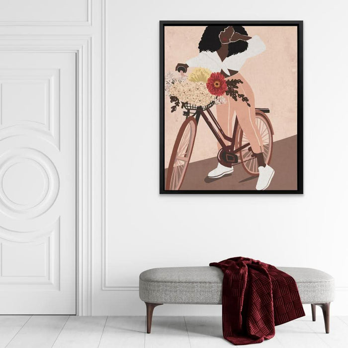 Cyclist Abstract - Bike Wall Art in Black Frame