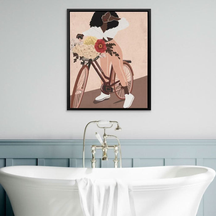 Cyclist Abstract - Beige Wall Art for Living Room