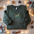 Dachshund on Skis Embroidered Sweatshirt – Funny Christmas Dog Crewneck & Winter Pullover