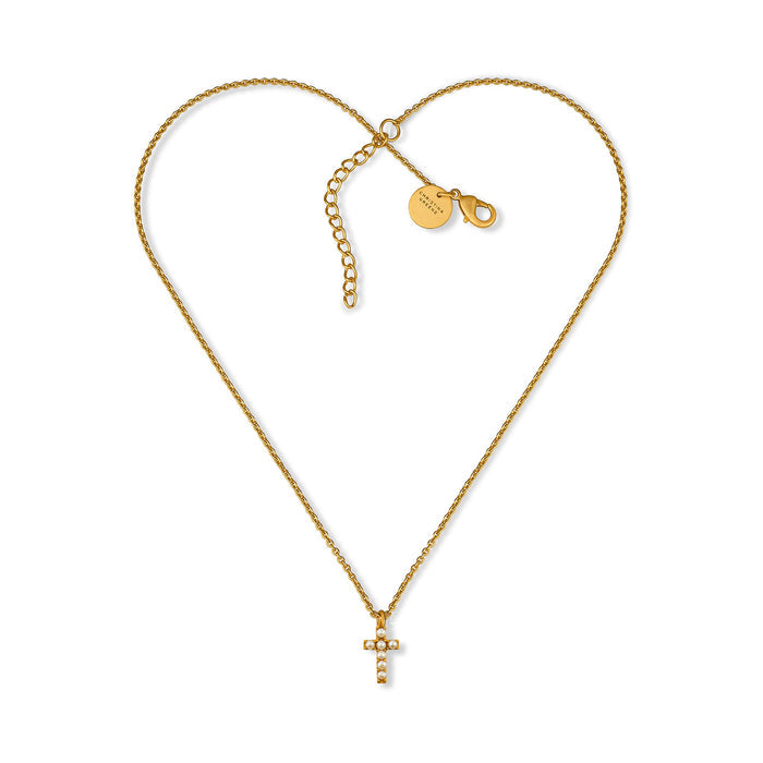 Dainty Pearl Cross Necklace