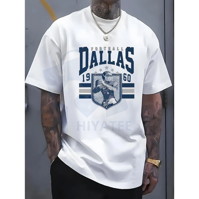 Dallas 1950s Football Graphic Men's T-Shirt – Cotton Crew Neck Sports Fan Tee