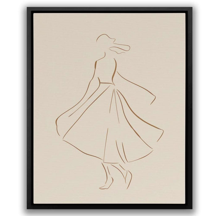 Dancing Figure - Minimalist Brown Canvas Wall Art