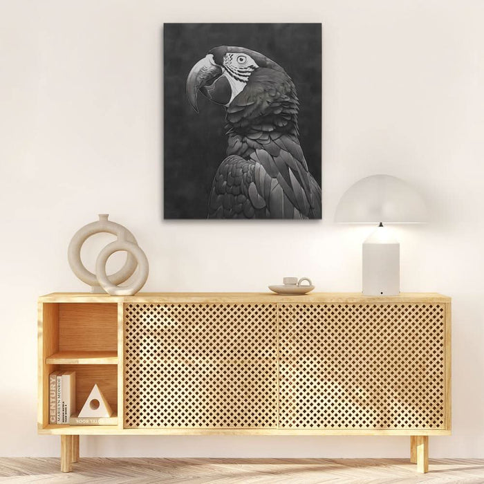 Dark Parrot - Bird Wall Art in Black Frame