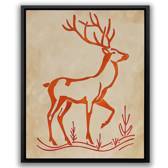 Deer Silhouette - Earth Tones Deer Canvas Print