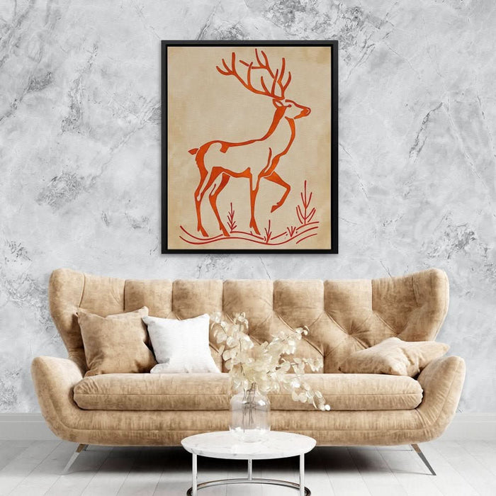Deer Silhouette - Deer Wall Art in Black Frame