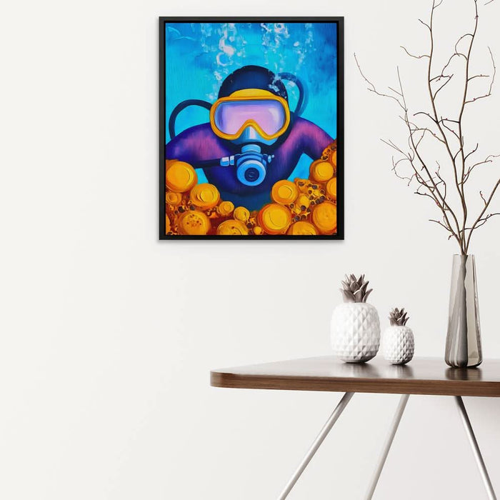 Dive into the Blue - Nature Wall Art in Black Frame