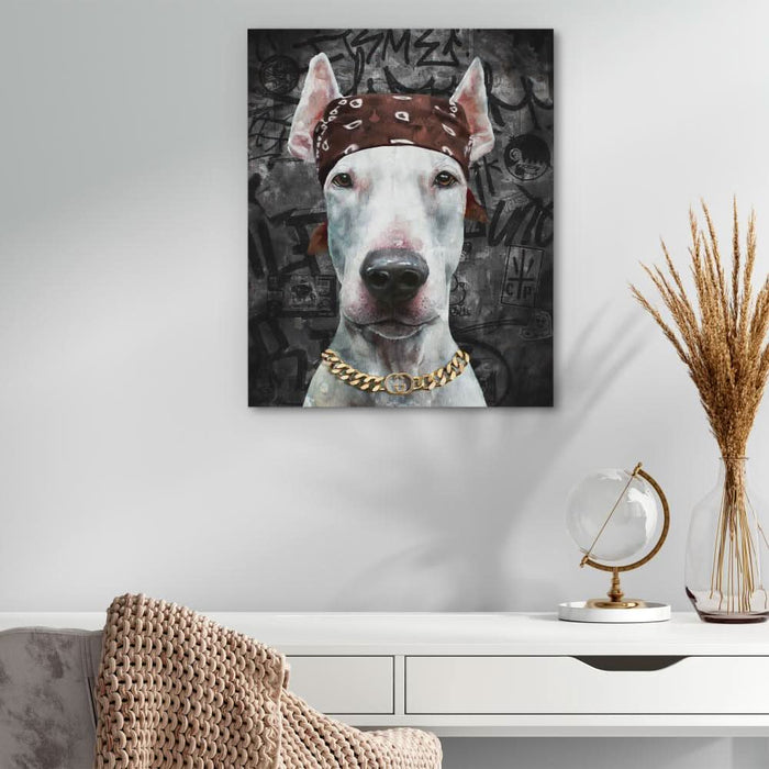 Dog in Bandana - Pit Bull Canvas Print