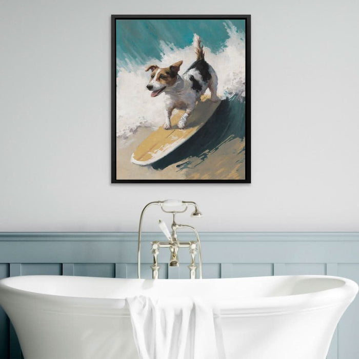 Dog On A Wave - Beach Art for Living Room