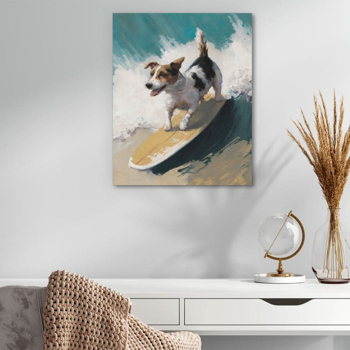 Dog On A Wave - Canvas Wall Art