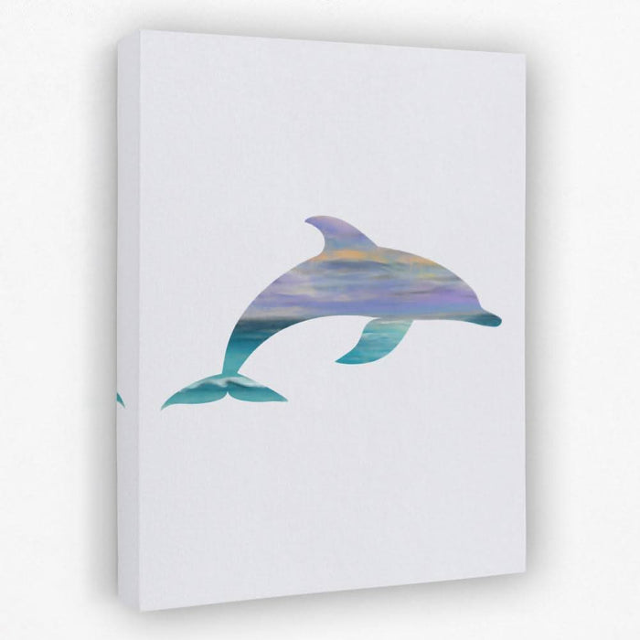 Dolphin with Sunset Tones - Beach Canvas Wall Art