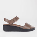 Froggie Women's Double Band slingback wedge Sandal-Removable Footbed- Stone Leather- 13071 - side.