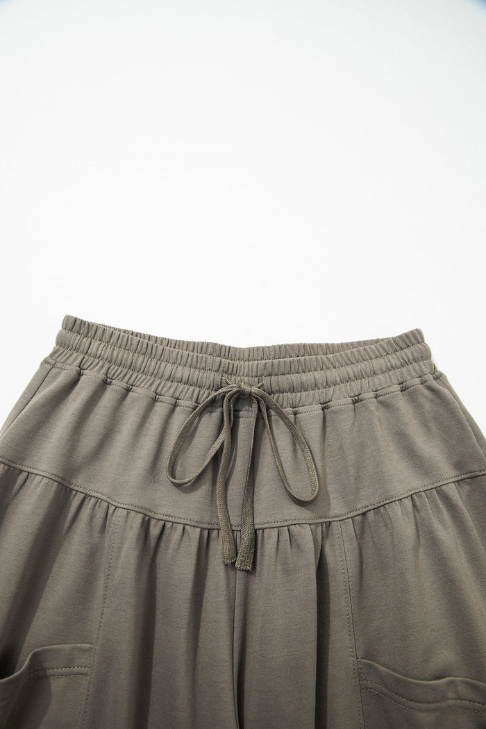 Drawstring Elastic Waist Wide Leg Pants
