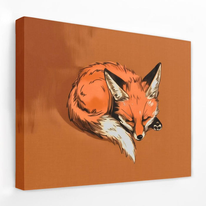 Drowsy Fox - Animals Canvas Wall Art