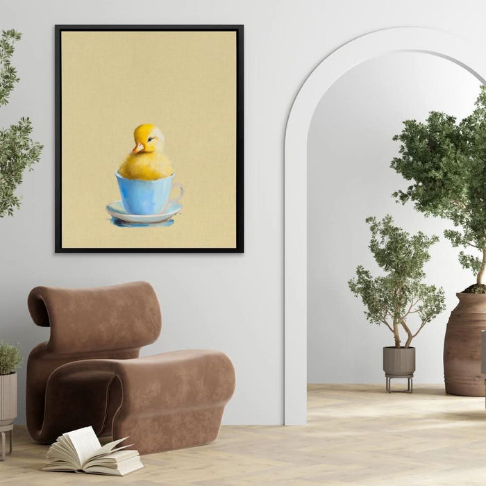 Duckling In Blue Cup - Animals Art for Living Room