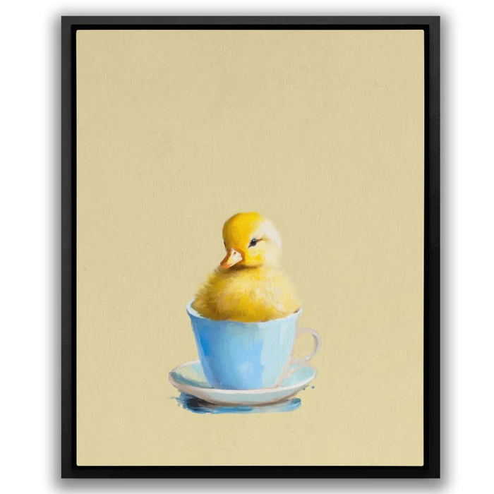 Duckling In Blue Cup - Large Modern Canvas Print