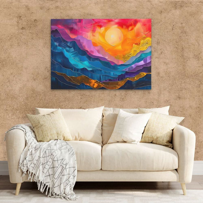 Echoing Hills - Mountain Wall Art in Black Frame