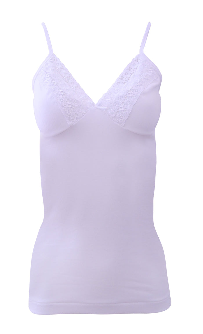 EGi Luxury 100% Filo di Scozia Cotton with Macramé Lace Women's Top S - XXL Made in Italy.(1048)