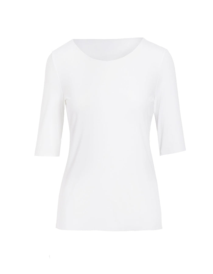 EGI Luxury Cotton Underwear Invisible Seamless Clean-Cut Scoop Neck Elbow-Sleeve Top (3104)