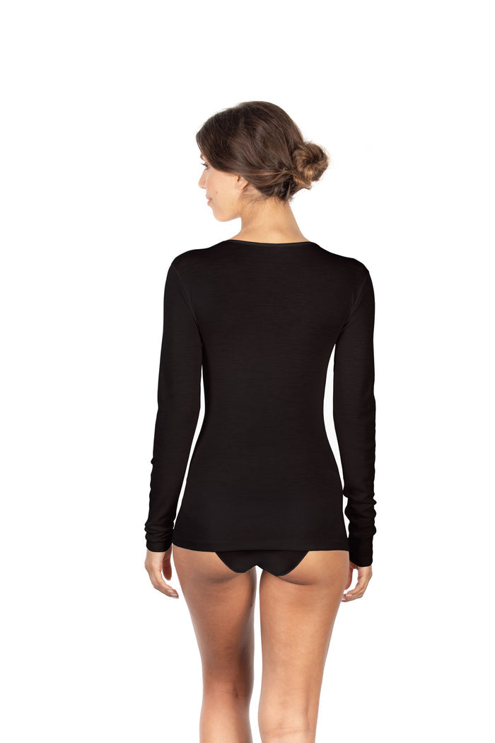 EGi Luxury Merino Wool Silk Women's Long Sleeve T-Shirt. Proudly Made in Italy (143)