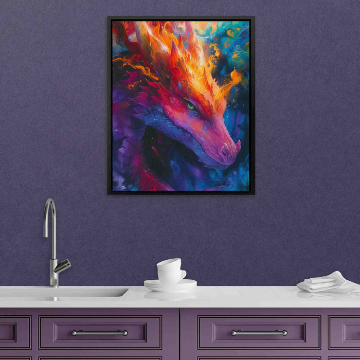 Elemental Dragon - Dragon Wall Art in Black Frame