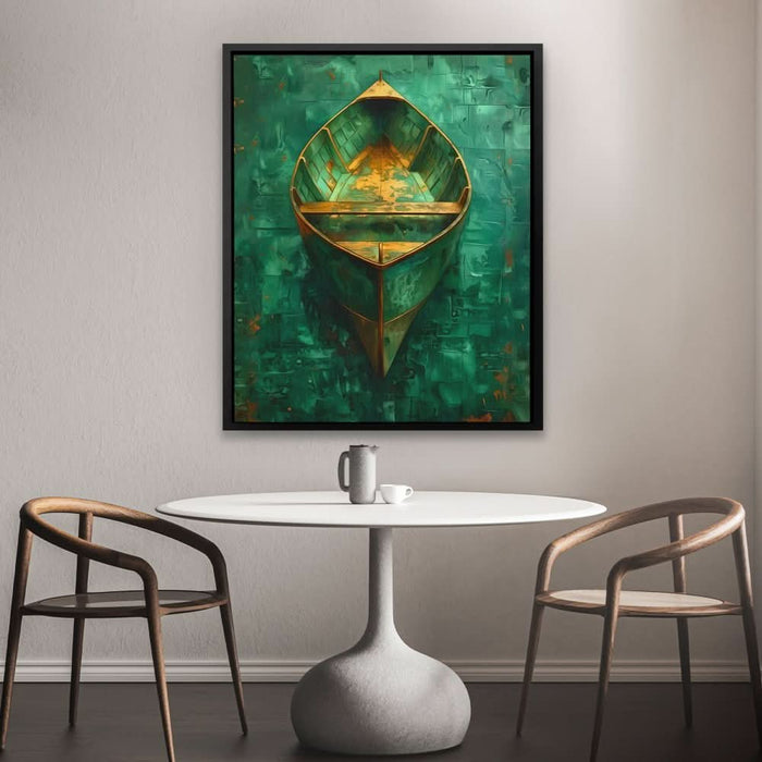Emerald Canoe - Boat Art for Bedroom